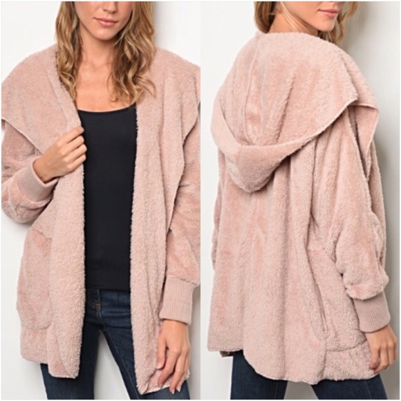 SO SOFT Blush Fuzzy Sweater Jacket Hoodie - Picture 2 of 8